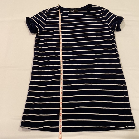 Lulu’s Cafe Society Navy Blue Striped Shirt Dress - Picture 9 of 10
